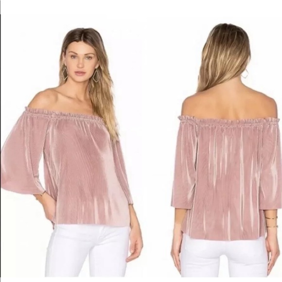 J.O.A. Tops - JOA Los Angeles Off Shoulder Pleated Blouse